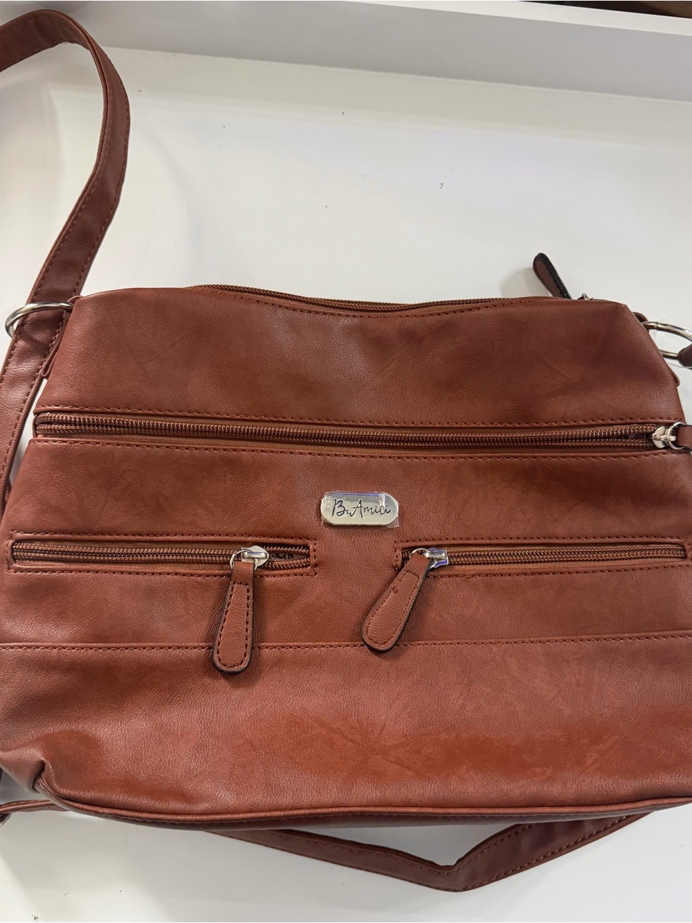 B. Amici Multi-Zip Saddle Crossbody Bag - Cognac Brown